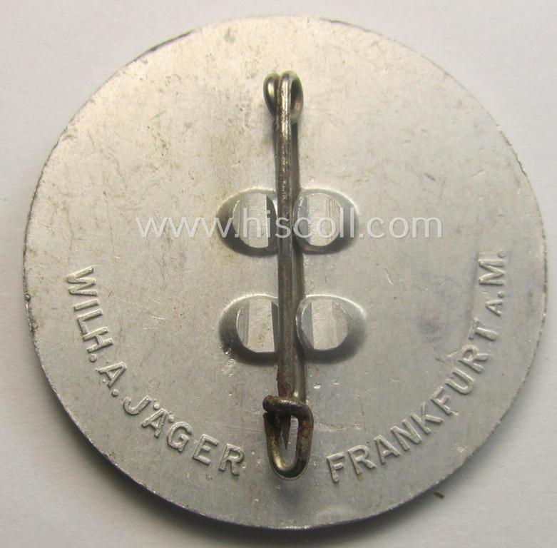 Commemorative, 'HJ'-related 'tinnie' being a maker- (ie. 'W. Jäger'-) marked example depicting the text: '2. Gebietsaufmarsch - Nordsee (7) Bremen - 1937 - Nordsee H.J. Dankt der alten Garde'
