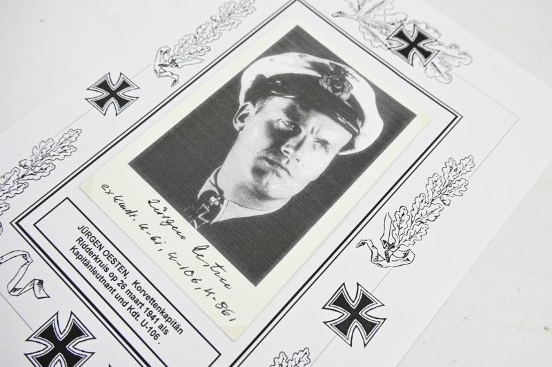Signature of Kriegsmarine KC Recipient 'Jürgen Oesten'