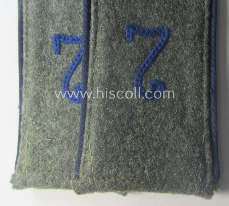 Pair of early-war-period, WH (Heeres), 'M40'- (ie. 'M41'-) pattern, neatly 'cyphered' EM-type shoulderstraps as was intended for a: 'Soldat des Sanitäts-Abtlgs. 7'