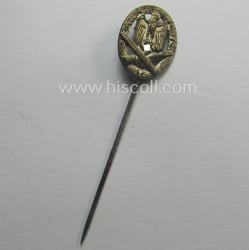 Miniature-lapel-pin depicting an: 'Allgemeines-Sturmabzeichen' (or: general-assault-badge ie. GAB)...