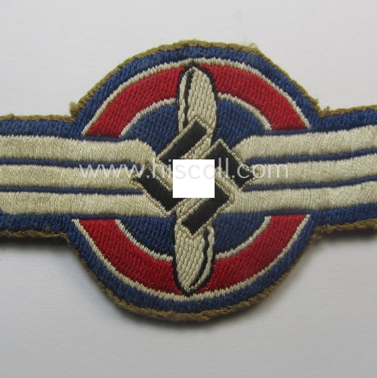 Attractive - and actually rarely seen! - HJ (ie. 'Hitlerjugend') pre-war- (ie. after 1938-) so-called: 'Ärmelabzeichen' (ie. arm-badge) that was intended for usage by a member who served within the so-called: 'Luftsportscharen'