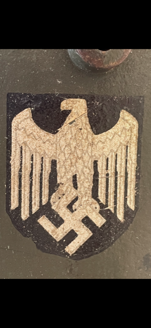 WWI GERMAN HELMET REFURBISHED IN THE 1930s.