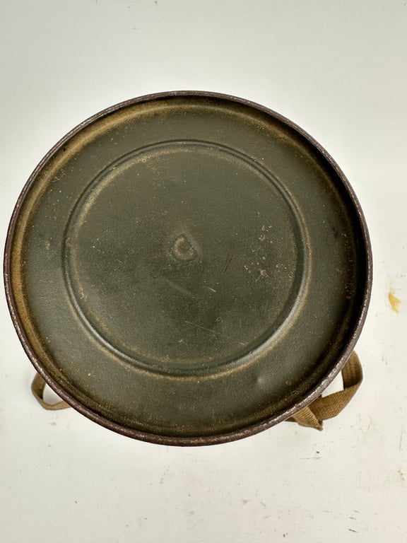 WW2 German 2 tone camo Gasmask canister.