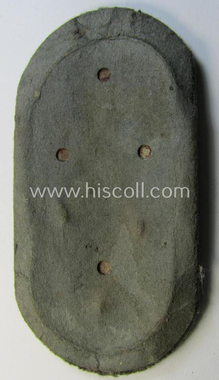 Attractive example of a - fairly scarcely encountered! - WH (Heeres ie. Waffen-SS) 'Demjansk'-campaign-shield as executed in typical magnetic, so-called: 'Eisenblech' (and being of the 'missing-log' variant-pattern)