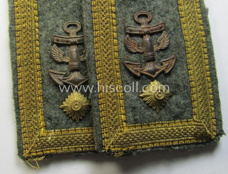 Attractive - 'period-promoted' and fully matching! - pair of 'cyphered'- (and I deem early- ie. mid-war-period) WH (Kriegsmarine) NCO-type shoulderstraps as was intended for usage by a: 'Feldwebel eines Küsten-Artillerie-Abteilungs'