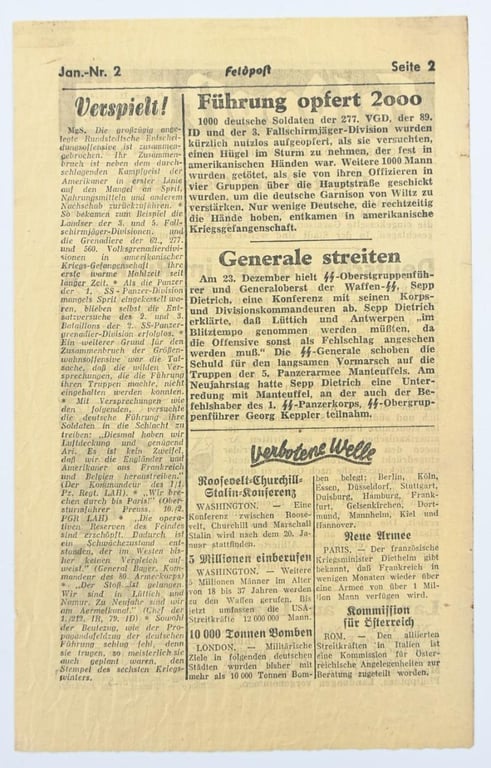 Allied WW2 Droppingsflyer 'Feldpost'