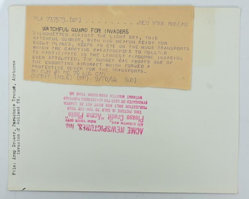 US WW2 Airborne Press Photo Operation Market Garden