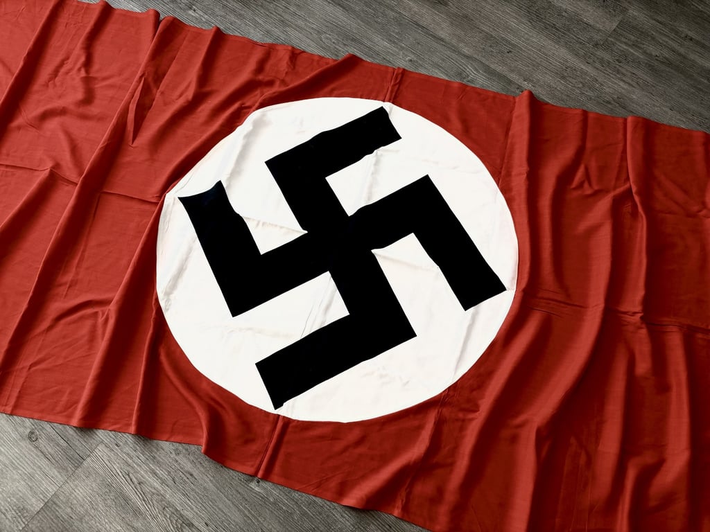 GERMAN WWII LARGE THIRD REICH NSDAP NAZI DOUBLE SIDED DRAPE