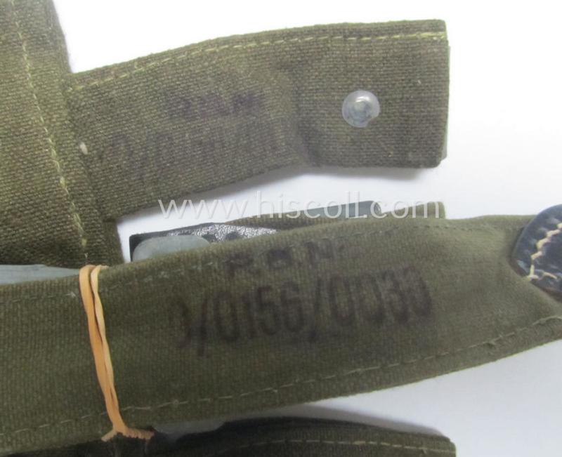 Mid- ie. later-war-period 'M31'-type, WH (Heeres ie. Waffen-SS etc.) 'Brotbeutel' onto its period strap (both being 'RbN.0/0156/0030'-marked examples!) that come both in a 'virtually mint- ie. unissued' condition