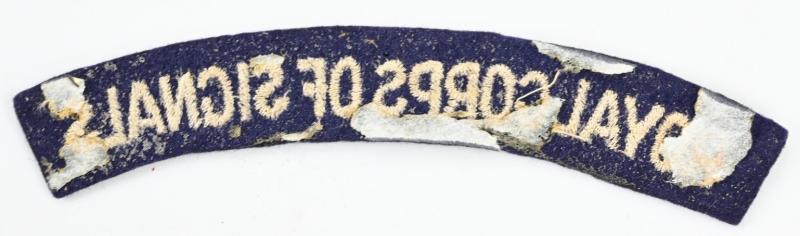 British WW2 Royal Corps of Signals Cloth Shoulder Title