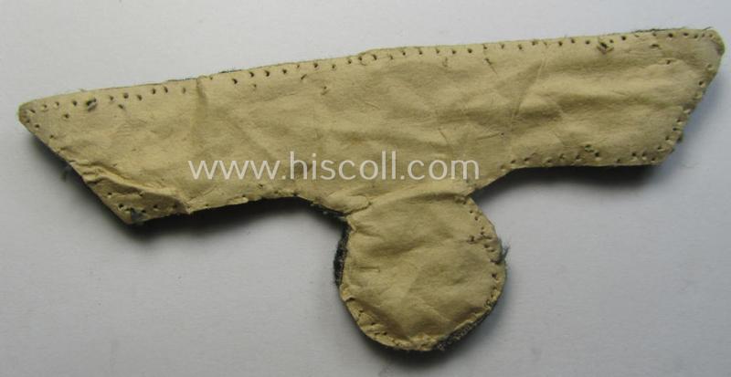 WH (Heeres) officers'-type, hand-embroidered breast-eagle (ie. 'Brustadler für Offiziere') as was executed in bright-silverish-coloured braid as was intended for usage on the various officers'-pattern tunics