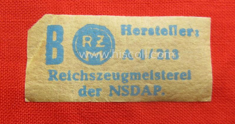 'Stonemint' N.S.D.A.P.-related party-armband (ie. 'Armbinde') being an example that still holds its period-attached 'RzM'-etiket