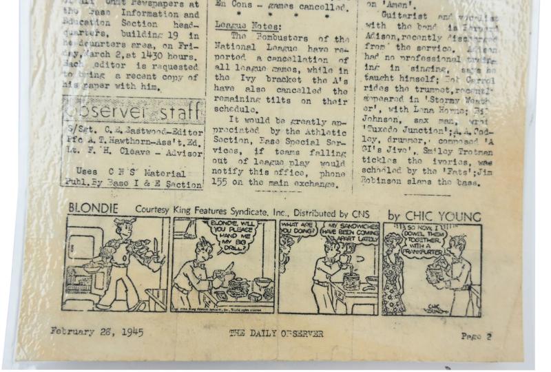 US WW2 Fieldpost 'The Daily Observer'