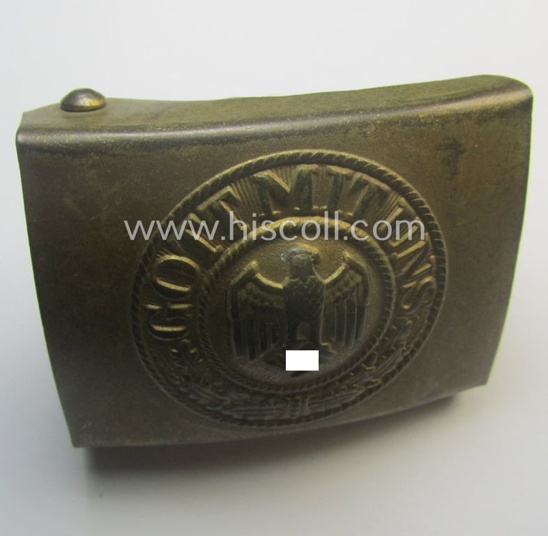 Golden-toned, 'standard-issued'-pattern WH (Kriegsmarine) steel-based belt-buckle