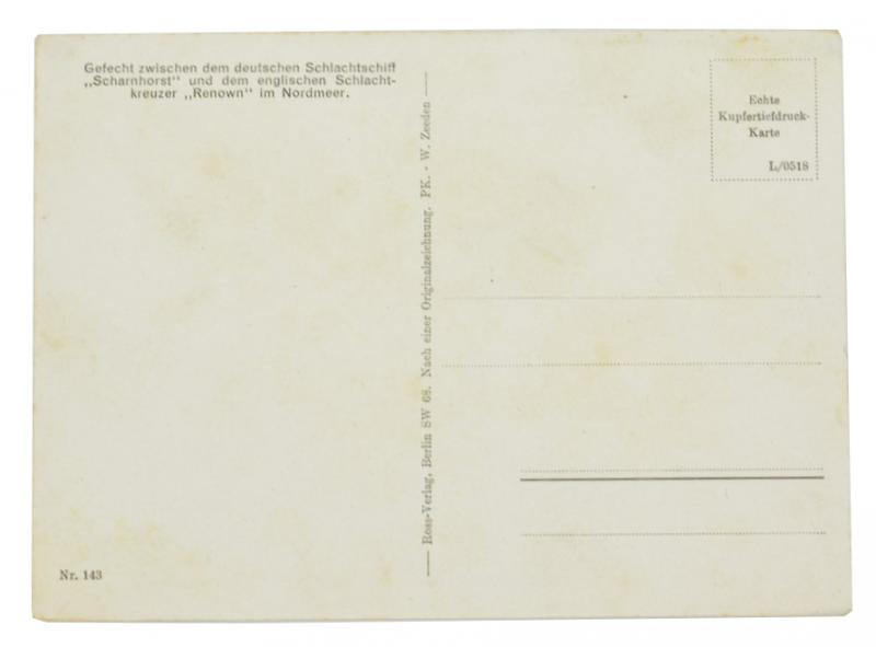 German Postcard 'Scharnhorst in battle'