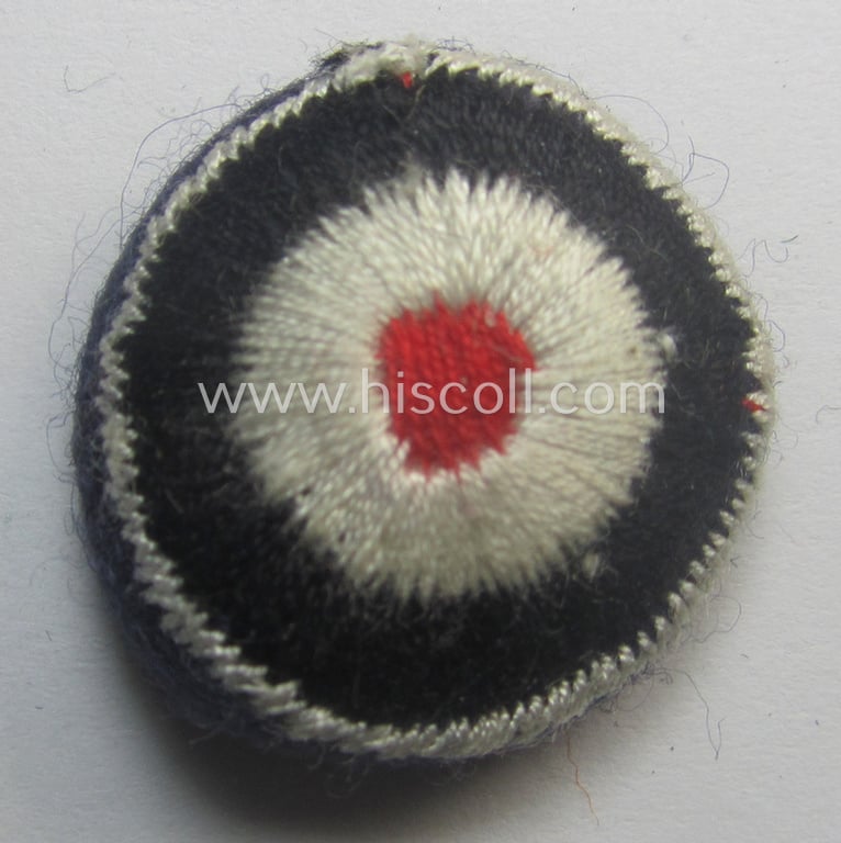 Moderately used and/or carefully cap-removed, WH (Luftwaffe) cap-eagle and cocarde-set as was specifically intended for usage onto the LW side-caps (ie. 'Schiffchen') or M43-field-caps ('Einheitsfeldmützen')