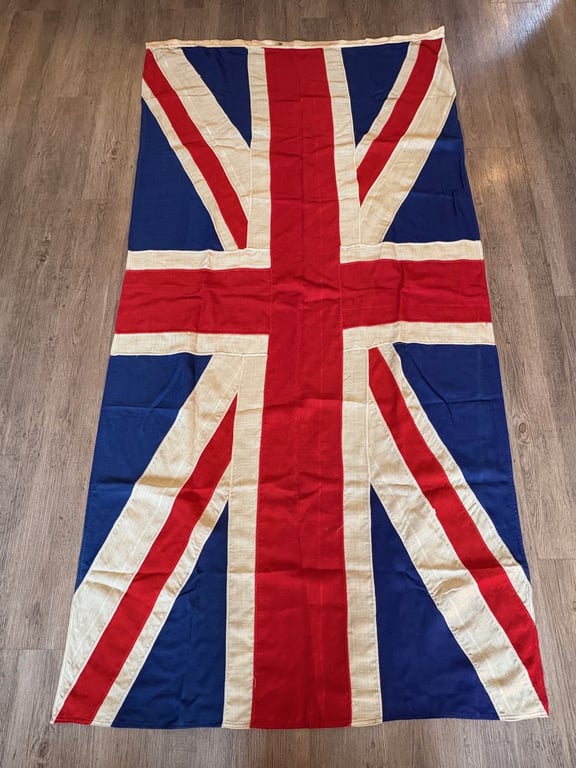 WWII BRITISH STAMPED PANEL STITCHED PATRIOTIC UNION JACK FLAG