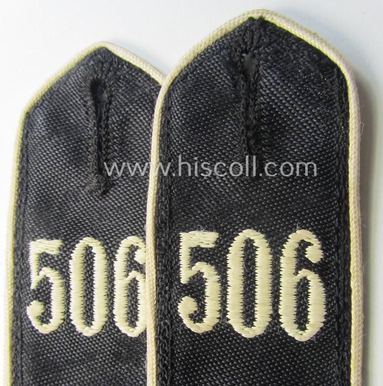 Superb - matching albeit used and regrettably slightly damaged! - white-piped, so-called: 'Reiter-HJ' (ie. 'HJ-Streifendienst') shoulderstrap-pair as was intended for a: 'Hitlerjunge' who was attached to the: 'Bann 506' (506 = Wien-Südwest)