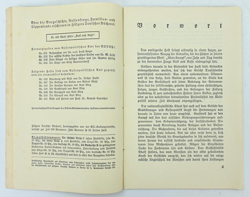 Adolf Hitler Booklet 'Volk und Rasse'