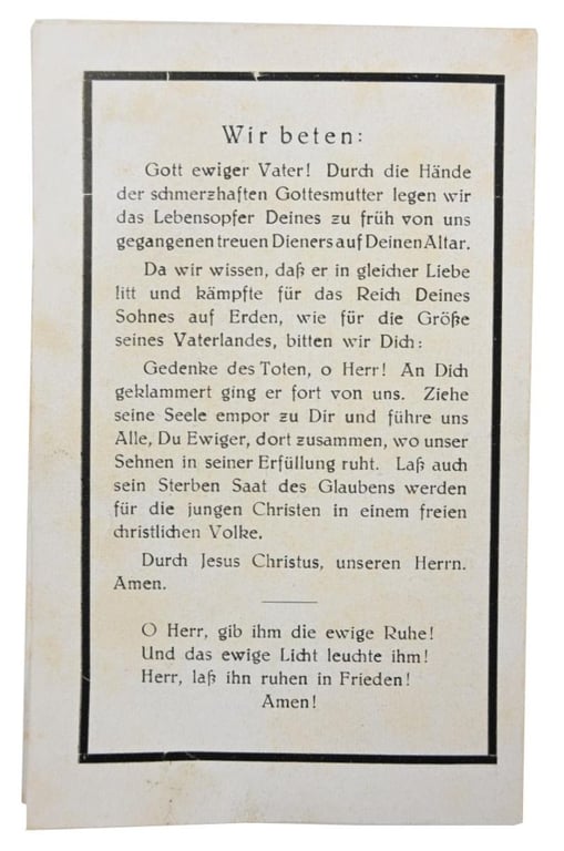 German WH Deathcard 'Gefr. Karl Immesberger'