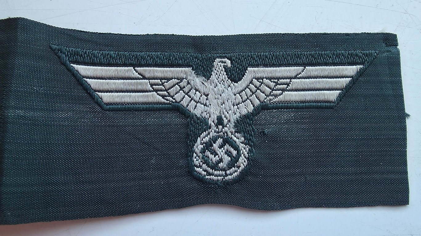 WH (Heeres)M36 pattern side cap eagles as executed in BeVo' weave pattern - on a strip of three