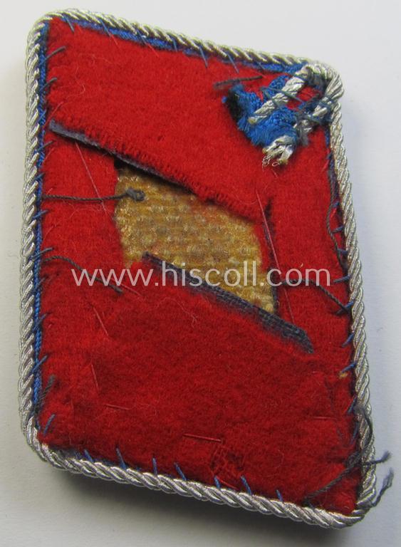 Attractive - albeit regrettably single! - WH (Luftwaffe) 'dual-piped', officers'-type collar-tab (ie. Kragenspiegel) as was intended for usage by a: 'Leutnant der Reserve eines Flak-Artillerie-Abteilungs o. Regiments'