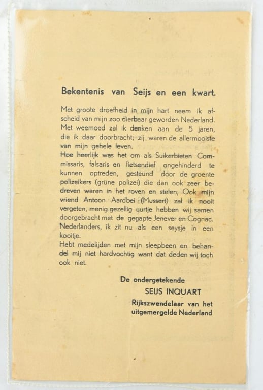 Dutch Satirical Deathcard Adolf Hitler
