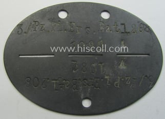 Zinc-based, WH (Heeres) 'Panzer-Pioniere'-related ID-disc bearing the clearly...