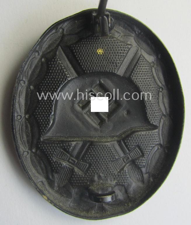 Minimally used- and/or hardly worn black-class wound-badge (or: 'Verwundeten-Abzeichen in Schwarz') being a typical non-maker-marked (and non-magnetic!) example