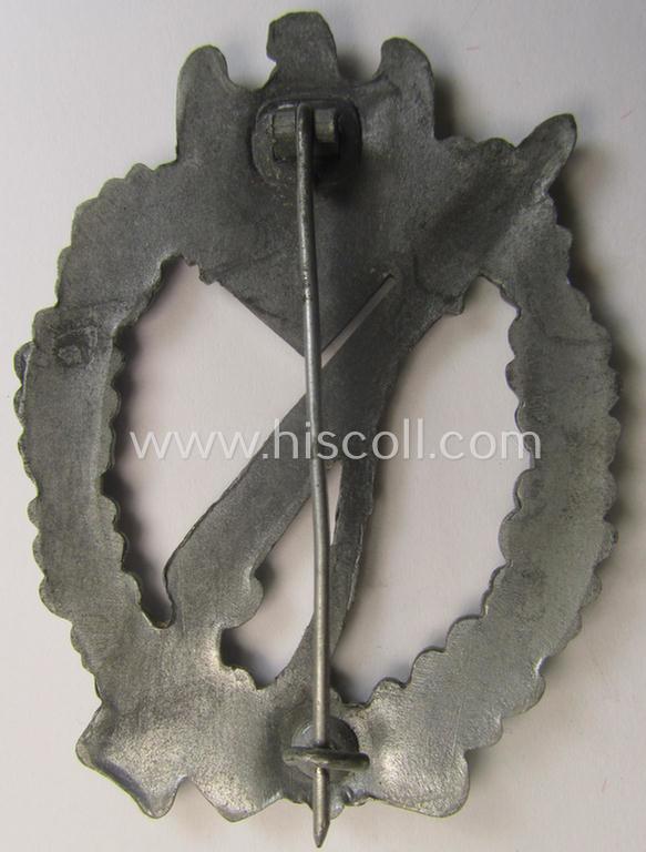 'Infanterie Sturmabzeichen in Silber' (or: silver-class infantry-assault-badge ie. IAB) being a non-maker-marked, so-called: 'solid-back-example as was (I deem) produced by the: 'R.A. Karneth u. Söhne'-company