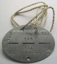 Aluminium-based, WH (Heeres) (ie. 'Pz-Abwehr'-related) ID-disc bearing the...