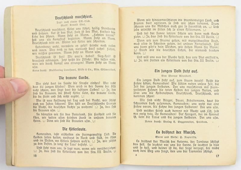 German NSDAP Songbook 'Sturm-und Kampflieder'