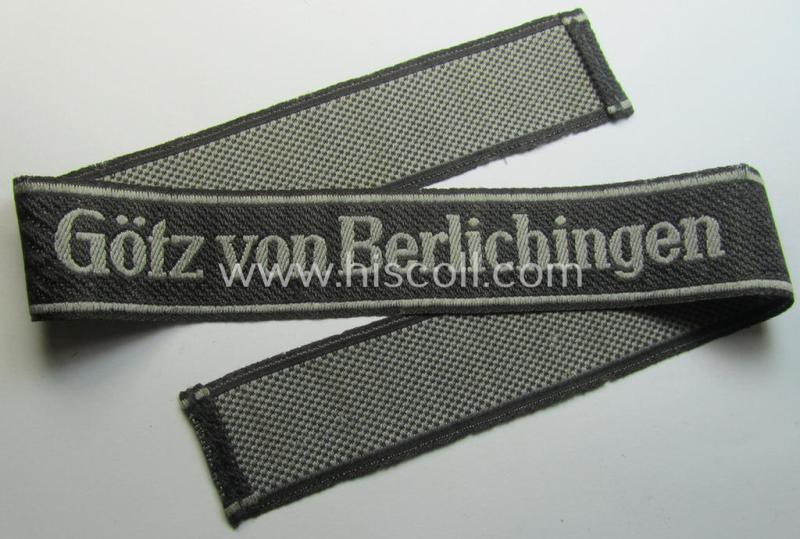 Superb, Waffen-SS 1943/44-pattern cuff-title (ie. 'Ärmelstreifen') as executed in typical 'BeVo'-weave-pattern as was intended for a member within the: 17. SS-Panzergrenadier-Division 'Götz von Berlichingen'