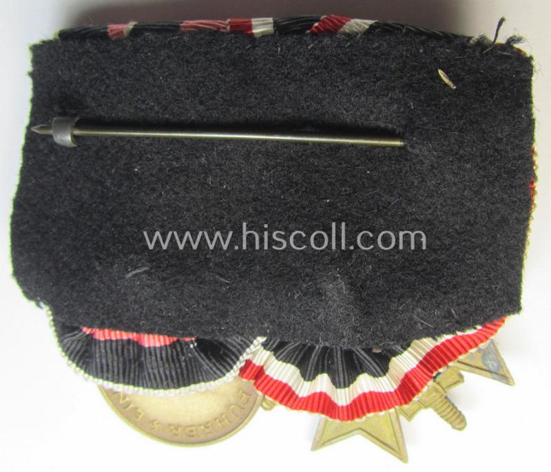 Attractive - and very nicely preserved! - 2-pieced WH (Heeres o. KM etc.) medal-bar (ie. 'Orden- o. Doppelspange') showing resp. a: 'KvK II. Kl. mit Schwertern' and a: Czech 'Anschluss'-medal