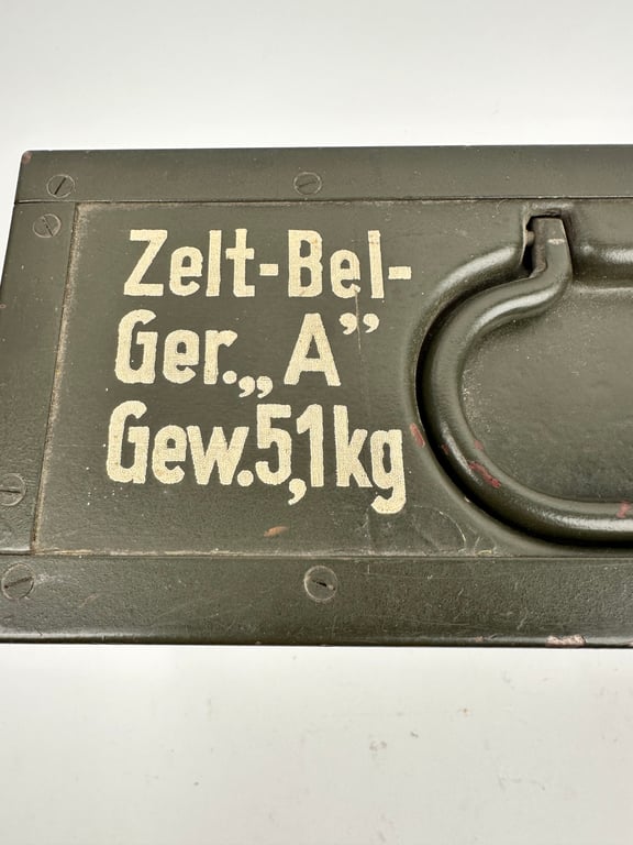 WW2 German Box "Zelt-Bel-Ger.,,A"Gew.5,1Kg" Zubehor