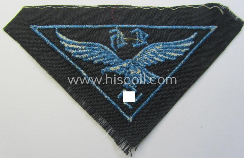Neat, WH (Luftwaffe- ie. Hitlerjugend-) related, machine-embroidered breast-badge (ie. eagle-device) as was specifically intended for usage by a: 'Flakhelfer' (ie. later-war-period, youthfull, anti-aircraft staff-member)