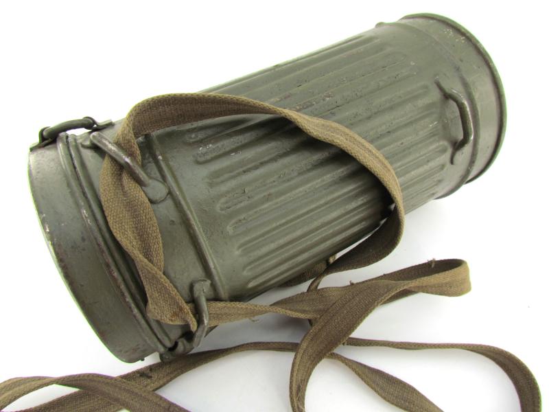Wehrmacht Early Short Gasmask Cannister With Straps