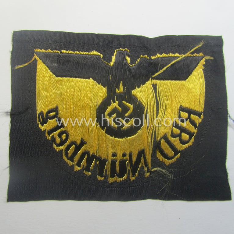 RB- ('Reichsbahn'-) related arm-eagle as executed in 'BeVo'-weave style as was intended for an official of the: 'Deutsche Reichsbahn' ie. the 'RBD Nürnberg' (or: 'Reichsbahndirektion Nürnberg')