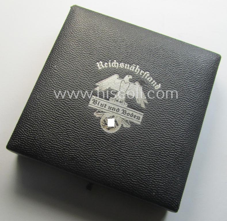 Greyish-silver-toned, 'Reichsnährstand'- (ie. 'RNSt.'-) related, commemorative-award-plaque entitled: '4. Reichsnährstands-Austellung - Blut und Boden - München 1937 - ungesalzene Butter' and that comes stored in its period etui