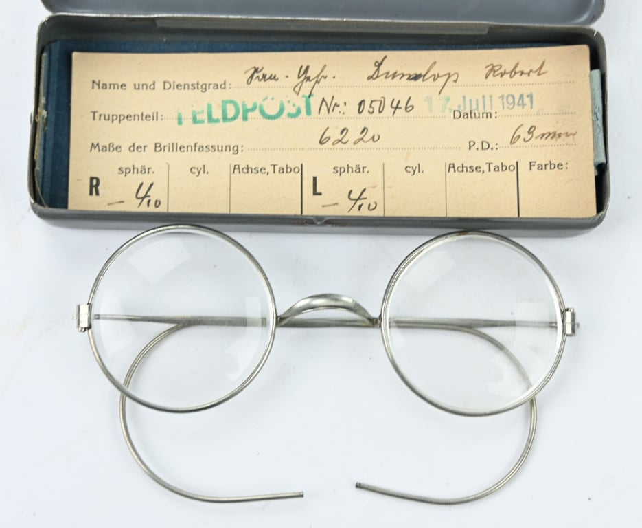 German WH Cased Service Glasses 'Panzer-Berge-Kompanie 7'