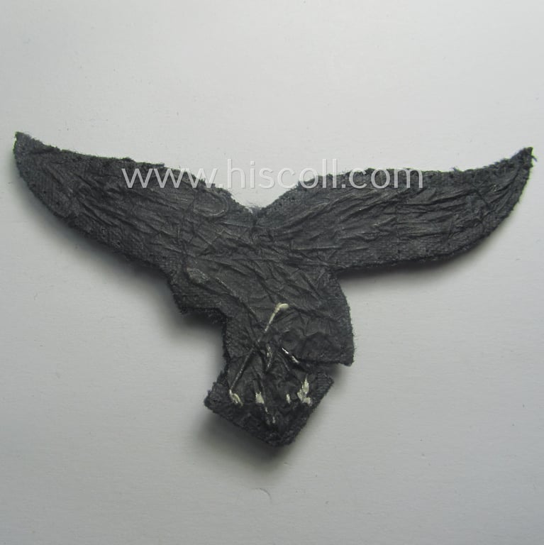 WH (Luftwaffe) officers'-pattern breast-eagle (ie. 'Brustadler für Offiziere der Luftwaffe') being a neatly hand-embroidered example of the: 'Extra Qualität' that comes in a moderately used- (ie. carefully tunic-removed-), condition