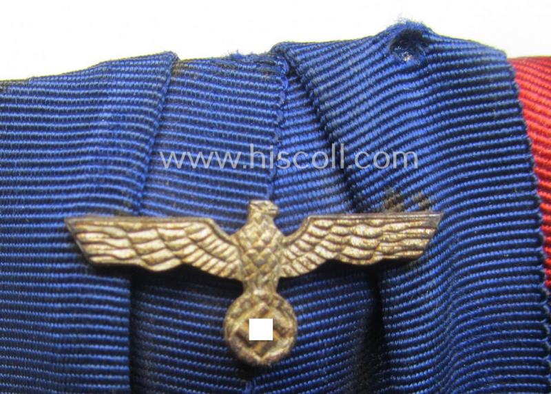 Attractive example of a two-pieced WH (Heeres o. KM) medal-bar (ie.: 'Doppelspange') resp. showing a: 'WH-DA 4. Stufe' (with firmly attached eagle-device!) and a Czech 'Anschluss'-medal