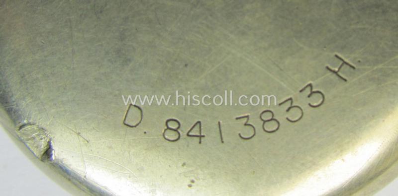 Attractive - and scarcely encountered! - 'Deutsche Wehrmacht'- (ie. WWII-period) pocket-watch ('Dienstuhr') of the make: 'Zenith' having a black-coloured dial-plate and/or engraved back-plate that reads: 'D 8413833 H'