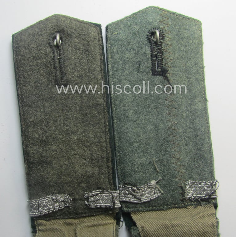 Slightly mis-matched pair of WH (Heeres) neatly 'cyphered' ('M36'- ie. 'M40'-pattern and/or pointed-styled) EM-type shoulderstraps: 'Soldat u. Unteroffizier-Anwärter des Infanterie-Rgts. 130'