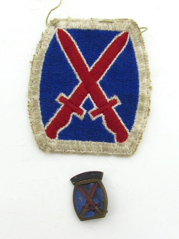 US WWII 10th Mountain Division Patch With Tab & Cap Pin