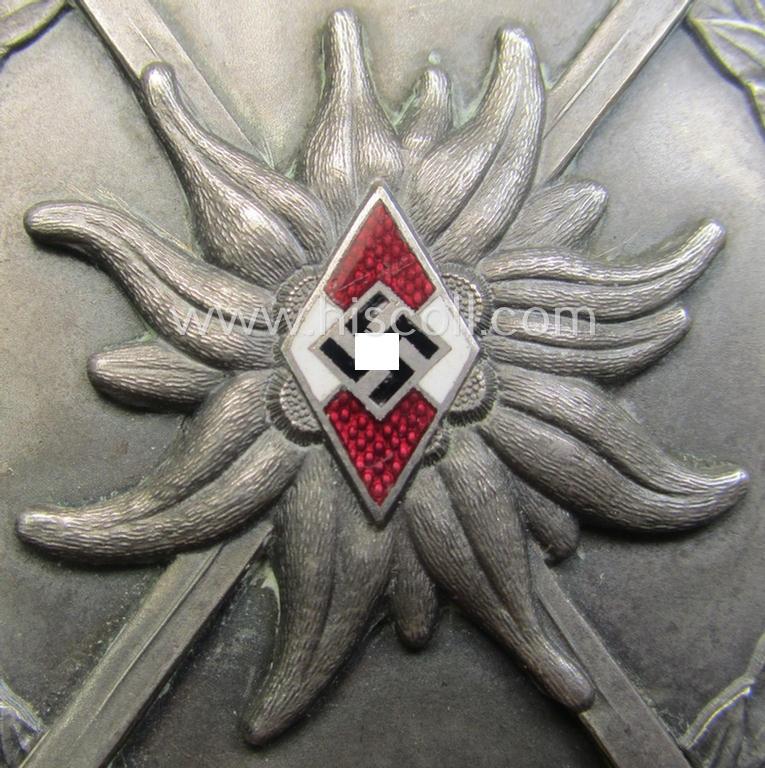 'HJ'- ('Hitlerjugend'-) related commemorative-plaque (ie. 'Erinnerungs- o. nichttragbare Plakette') entitled: 'H.J. Mannschaftswettkämpfe im Skilauf - Winter 1933/34 - Gebiet 19 Hochland - Sieger'
