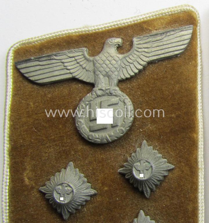 Fully matching pair of N.S.D.A.P.-type collar-patches (ie. 'Kragenspiegel für pol. Leiter') being a pair as was intended for an: 'N.S.D.A.P.-Gemeinschatsleiter' at 'Kreis'-level that still retains its period-attached 'RzM'-etiket