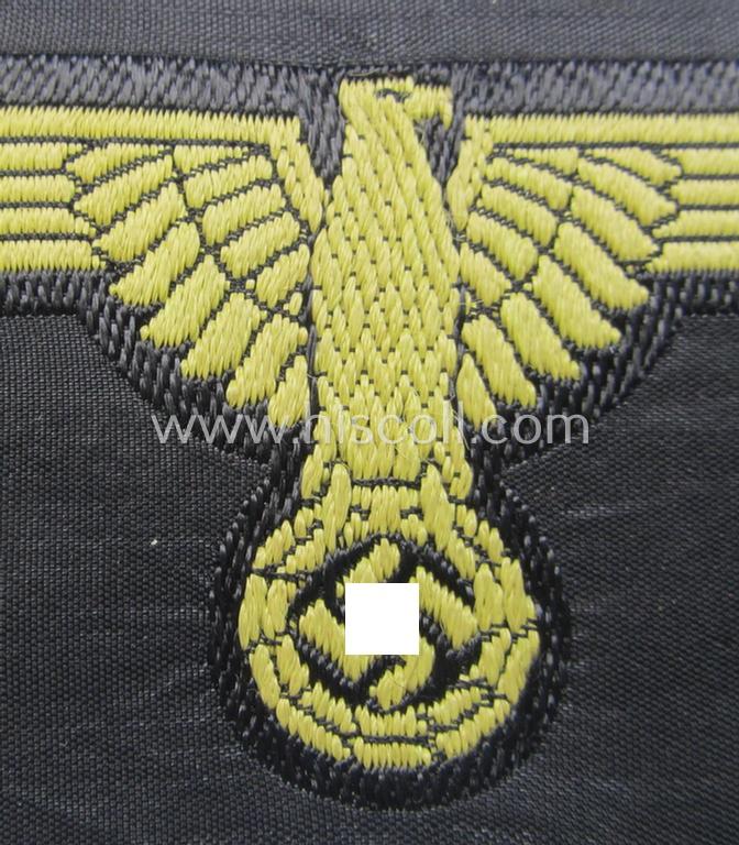 Mid- (ie. later-war-) pattern, 'SS' (ie. 'Waffen-SS') so-called: 'BeVo-weave-style', enlisted-mens'- (ie. NCO-pattern) tropical-styled arm-eagle (ie. 'Tropen-Ärmeladler für Mannschaften u. Unteroffiziere der Waffen-SS')