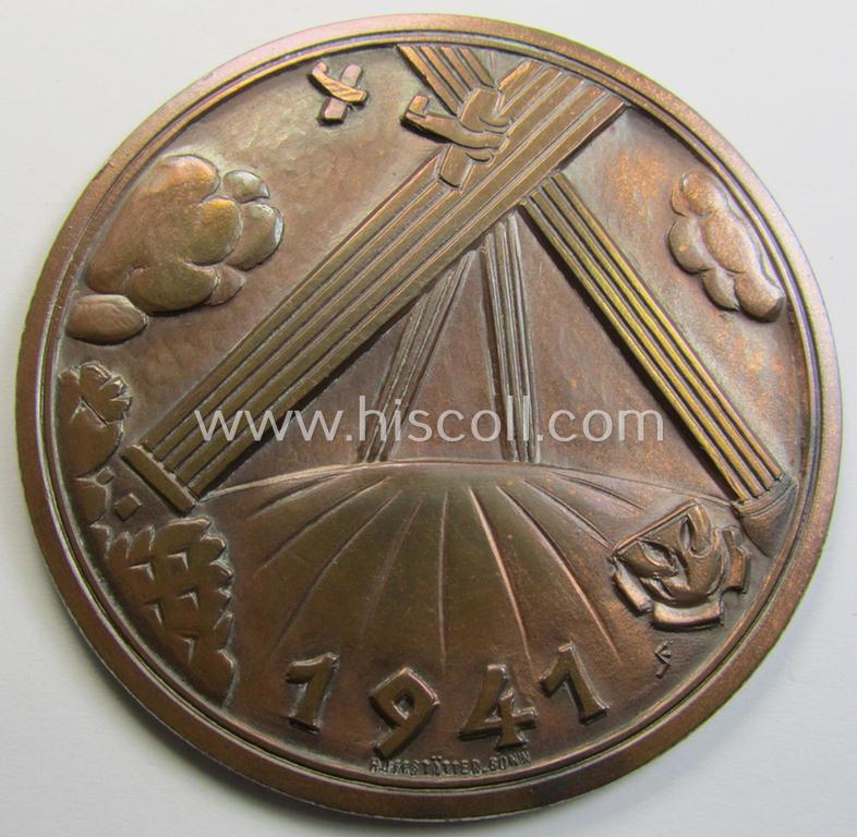 Superb - and rarely encountered! - Cupal-based, WH (Lufwaffe) so-called: 'nichttragbarer Ehrenplakette des Flakscheinwerfer Regiments 2' being an 1941-dated example that comes as awarded and/or stored for decades