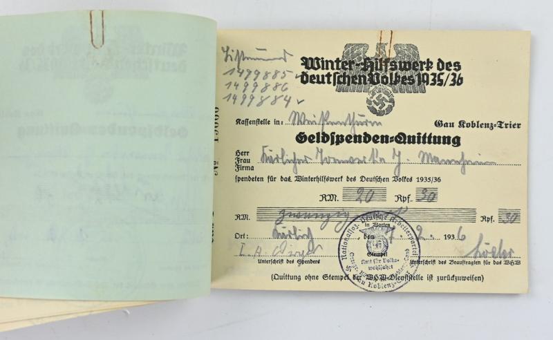 German WHW Contribution Booklet 1935/36